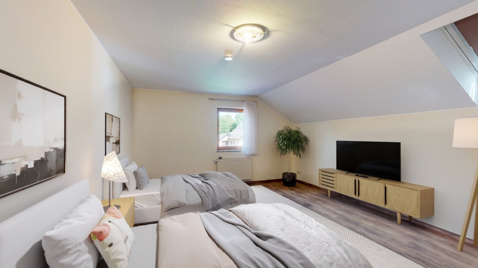 Loft room after digital decluttering and staging