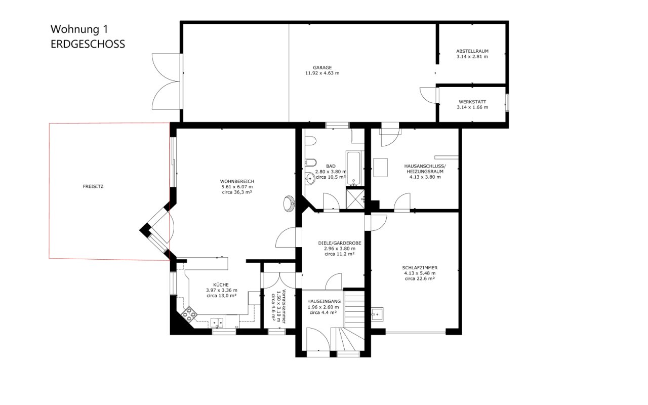 Grundriß Wohnung 1 Grundriß Wohnung 1